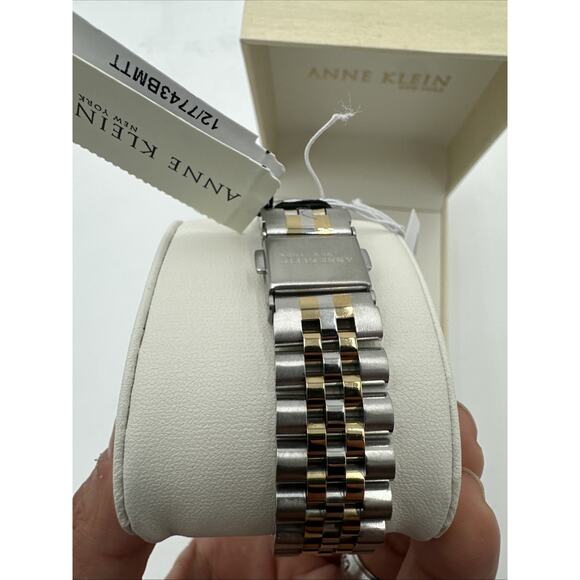 Anne Klein 12/7743BMTT Women’s 36mm Crystal Accent Black MOP Dial Watch – NWT - Picture 4 of 7